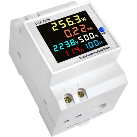 D52-2066 compteur multifonction rail DIN coloré écran LCD tension courant puissance active fréquence mesure d'énergie électrique dispositif de surveillance (1/5)