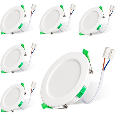 Spot LED Encastrable, 230V 7W Spot Plafond, Lot de 6 IP44 Spot Etanche Salle de Bain, 3000K 4000K 6500K Spot Led Extra Plat pour Salle de Bain Cuisine Salon Couloir, Trou Φ67-75mm