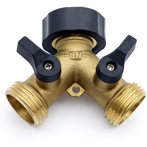 Répartiteur en Y à 2 voies - 3/4" - Avec robinets d'arrêt - Répartiteur Raccord en Y avec 2 Répartiteur de Tuyau, Raccord Robinet Tuyau Arrosage Pour Machine à Laver, Cuisine, Jardin, Pelouse