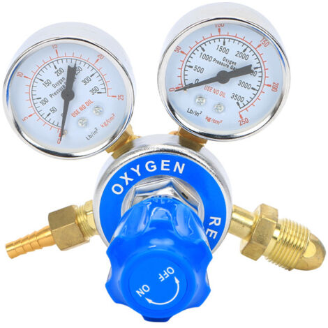 Réducteur de Pression d'oxygène en Laiton Double Voie régulateur de Pression de soudage oxycoupage Débitmètre La réduction Outils Guage (1/5)