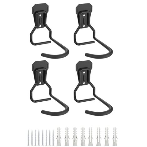 Lot de 4 Crochets Vélo, Supports de Cintre de Vélo en Fer, Support Mural de Rangement pour Vélos Robuste en Forme de L, Support Vertical de Vélo Pratique pour Maison Garage, Noir