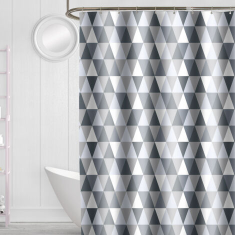 Rideau de douche 200 x 220 cm (200 cm de largeur, 220 cm de hauteur), tissu polyester imperméable anti-bactérien, anti-moisissure, lavable, avec 12 anneaux de rideau de douche