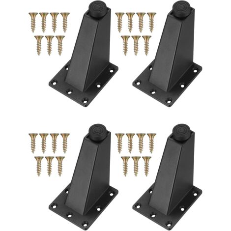 4 Pièces Pieds Réglables Meubles Jambes Cuisine Jambes Worktop Bar TV Bureau Table Jambes, Pieds Meubles Alliage d'Aluminium, pour Canapé Table Armoires éTagèRes, Facile à Installer,contient vis,Noir
