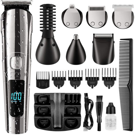 Tondeuse À Barbe, Tondeuse À Cheveux Sans Fil Pour Homme, Étanche Pour Le Corps, La Moustache, Le Nez, L'Oreille, Le Visage, Le Rasoir Électrique, Kit De Toilettage Tout En 1, Rechargeable Par Usb (1/5)
