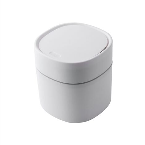 Mini Poubelle avec Couvercle,2 Litres,Petite Poubelle pour Bureau,Coiffeuse,Table de Chevet,Etc Polypropylène(Blanc,13x13x14cm) (1/5)