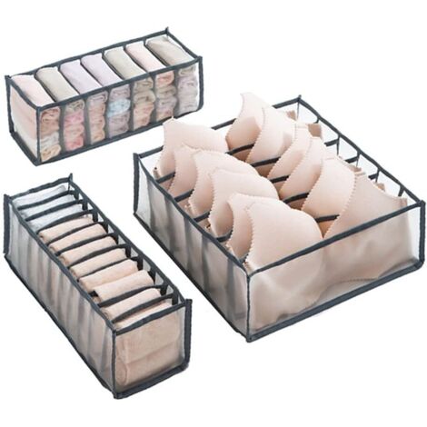 Organisateur Tiroir 3 Pièces BoîTe De Rangement Pliable De Sous-VêTements Organisateur pour sous-Vêtements, Soutien Gorge, Culottes, Chaussettes (1/5)