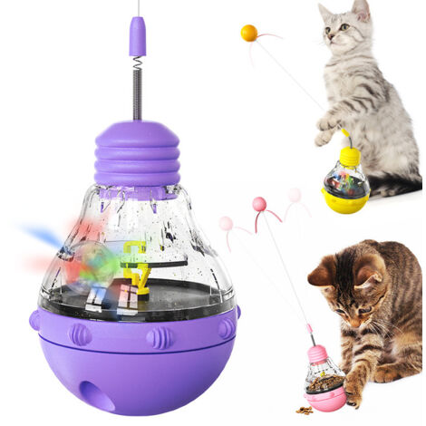 Jouets interactifs pour Chats d'intérieur, Baguette de Chaton, Jouet de Perte de Poids, balles Amusantes, Distributeur de Nourriture Lente, mangeoire, Distribution de friandises