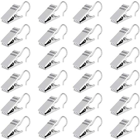 100 PCS Pinces à Rideaux en Métal 3.3 CM Crochets Anneaux à Pince Argent Clips de Rideaux Crochet en Acier Inoxydable pour Rideau de Douche Photo Carte