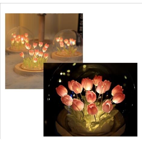 Veilleuse De Fleur De Tulipe à Piles, Veilleuse LED De Simulation, Lampe De Chevet Faite à La Main, Décor De Mariage, 10 Pièces, 20 Pièces