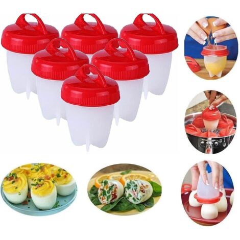 6 Pièces Cuiseur Oeuf Silicone, Oeufs Pocheuse Silicone,Silicone Oeuf Cooker,Antiadhésif Pocheuse Rapide,Cuiseur à œufs en Silicone sans Coquille,Sans BPA,Adapté à la Maison et au Restaurant