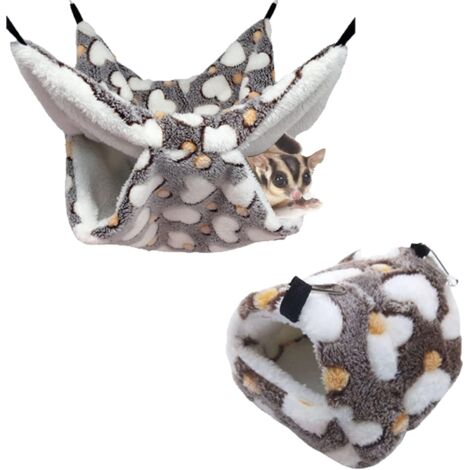 2PCS Hamac Lit Hamac pour Animaux de Compagnie À Double Couche, Hamac pour Rat Chaud Nid, Accessoires pour Cage de Petits Animaux, Le Planeur Sucre Rat Cochon d'Inde Gerbille Souris Hamster