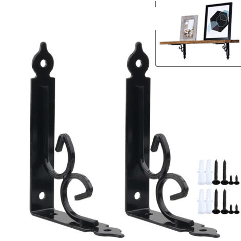 2 Pièces Équerre pour Étagere Murale, Supports Étagère Murale, Triangulaires 90 Degrés Équerre de Fixation, Support Angle Métal pour Étagère de Livres, Cuisine - Noir