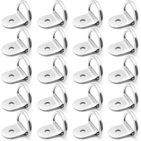 Anneaux D'arrimage INOX 20 Pièces Anneaux D'arrimage en D Ancrage Anneaux Arrimage pour Remorques Machinerie Lourde Outils Électriques Camping 36x25mm Argent
