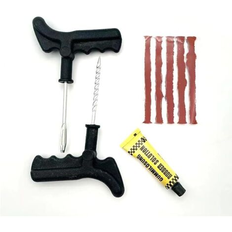 Kit de réparation rapide de pneu de voiture, bouchons de réparation de pneu à poignée en T, kit d'outils de réparation de pneu crevé, patch de réparation de pneu sans chambre à air 8 en 1