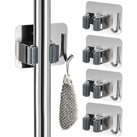Clip Adhésif Mural Pour Balai, Serpillère, Parapluie – Support Autocollant Blanc, Pour Surfaces Lisses (carrelage, Verre) – Diamètre Max 2 Cm