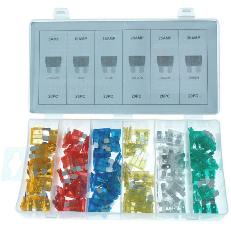 Coffret 120 PCS Fusibles de 5 à 30 A,Chaque coffret contient 20 pièces de fusibles de différentes intensités