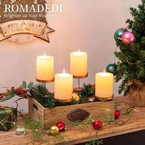 Bougeoirs Or Décoratifs Lot De 8 Bougeoirs Métalliques Or Pour Couronnes De L'Avent - 8 Cm - Parfaits Pour Noël, Mariages Et Décoration Festive Lot 8 Bougeoirs