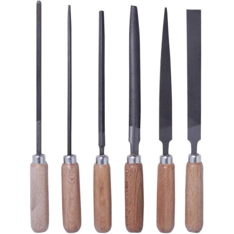 Jeu de limes à aiguilles, boîte en bois, outils de ponçage pour le travail du bois, manche en bois, 6 pièces, longueur 167mm (1/5)