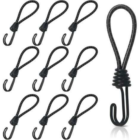 10 pièces Endeur en Caoutchouc avec Crochets en Spirale, 16 cm Crochet Tendeur Elastique Courts, Tendeurs de Bâche avec Double Crochets, Tendeurs Universels avec Attaches pour Le Camping, Les Bagages (1/5)