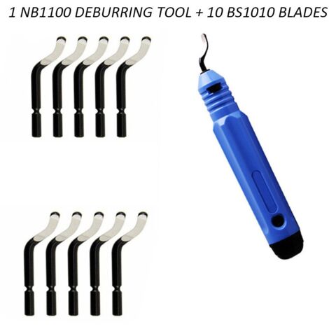 Ebavureur Outil D'ébavurage, Burr Remover avec 11 Lames de Rechange Acier, 360 ° Rotatif Deburr Lames, PratiqueOutil pour Aluminium, l'impression 3D, Cuivre et Acier Métal, Plastique, PVC