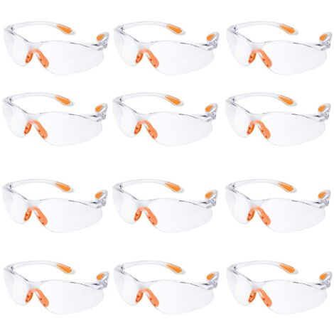 Lot de 12 Lunette de Sécurité Lunettes de Protection Travail avec Lentilles Transparentes Anti-Buée Lunette Protection pour Jardin Laboratoire Chimie