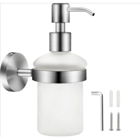 Distributeur de Savon Mural en Matt Verre 200ML 304 Acier Inoxydable Distributeur de Pompe à Presser Mural Salle de Bain Distributeur Gel Douche Shampoing Bouteille Distributeur de Porte-Savon (1/5)