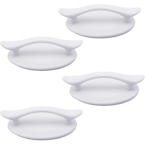 4 Pièces Poignées Autocollantes en Plastique Blanc Adhésif pour Portes et Fenêtres Placards Tiroirs Placards (8,3 x 4,9 cm) (1/5)