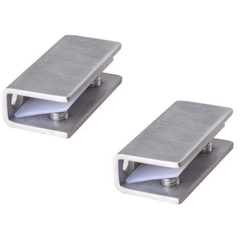 Lot de 2 clips contemporains en acier inoxydable pour porte de douche en verre, fixation murale, 8-12 mm (1/5)