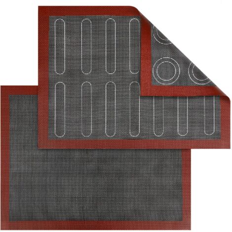 Lot de 2 tapis de four micro-perforés en silicone, à double face, antiadhésifs, résistants à la chaleur et réutilisables pour macarons, soufflés, pizza (40 x 30 cm) (1/5)
