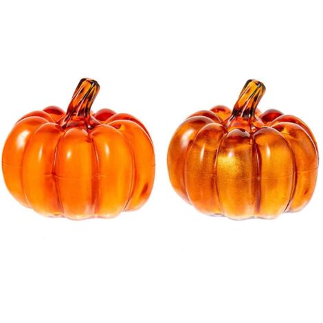 Décorations d'automne en forme de citrouille avec lumières LED, lot de 2 lanternes décoratives en forme de citrouille pour Thanksgiving, Halloween et Noël (1/5)
