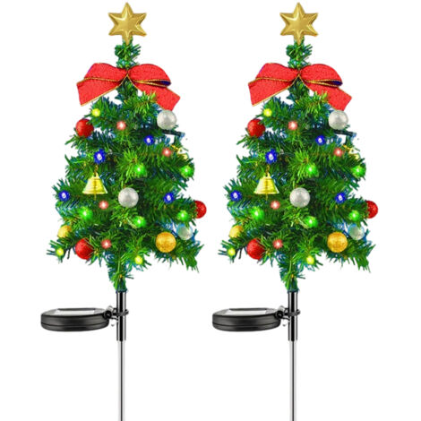 Sapin de NoëL à énergie Solaire,2 Pièces Sapin de Noël avec Guirlande Lumineuse Solaire,Sapin de Noël Lampe Solaire Exterieure,Décoration de Noel,Lampe Solaire Exterieure Sapin de Noël