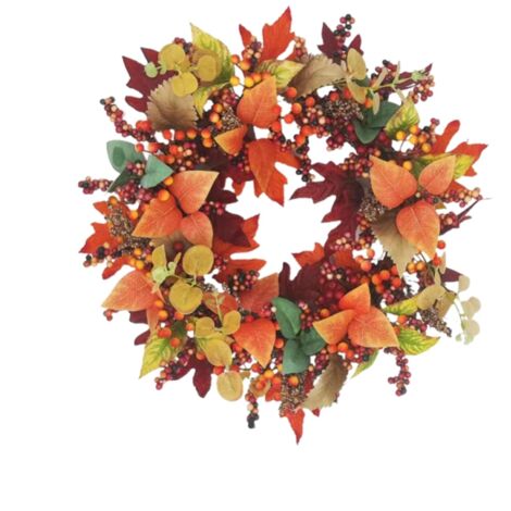 Couronne d'automne, couronnes de porte d'entrée de récolte, décoration, couronne d'automne artificielle pour porte, fenêtre, vigne de baies pour les vacances, festival, maison, fête (1/5)