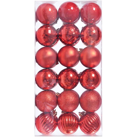 Lot de 36 Boules de Noël Assorties incassables pour Sapin de Noël, décoration à Suspendre, décoration saisonnière, fête, Mariage (Rouge, 3 cm) (1/5)