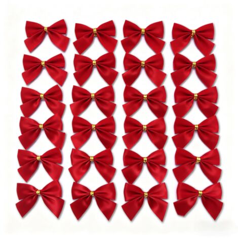 Nœuds en velours rouge – Décoration pour sapin de Noël – Cadeaux de Noël – Arts créatifs - 24 pièces (1/5)