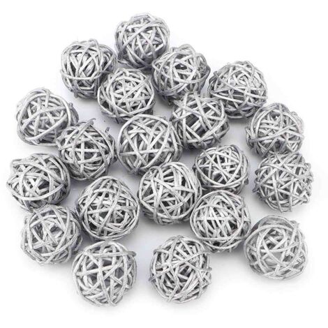 20 Pièces boules de rotin décoratives multicolores en osier, Boules Décoratives Orbes, Ornement De Remplissage De Bol De Vase Bricolage Pour la M on, Remplissage De Vase Pour L'artisanat, Fête