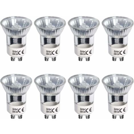 Ampoules halogènes GU10, 35W blanc chaud 2700K à intensité variable équivalent à des ampoules LED 3W 360 lumens halogènes 120 degrés pour lampe à lave, AC 220V-240V, lot de 8