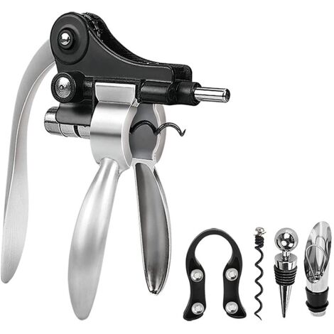 Tire Bouchon de Vin kit, Ouvre Bouteille de Vin, Avec Coupe-Capsule, Bouchon Bouteille Vin, Verseur de Vin, Bague à Vin, Vis de Rechange, Kit Decapsuleur, pour Hommes Femmes, Oenophile