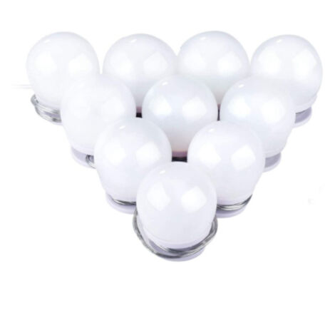 Lampe miroir à ventouse, 10 ampoules, lampe de vanité LED, câble USB, lumière réglable, lumière chaude et froide, lampe de vanité de salle de bain et de chambre