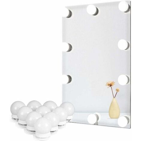 Kit d'éclairage LED pour miroir de courtoisie style Hollywood pour coiffeuse, miroirs avec variateur et bloc d'alimentation, bande lumineuse à brancher, 2 m, miroir non inclus