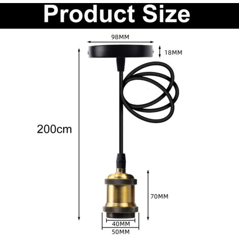Lot De 2 Suspensions Luminaires E27 Noires Avec Câble Réglable 100cm - Pour Plafonnier Et Salon