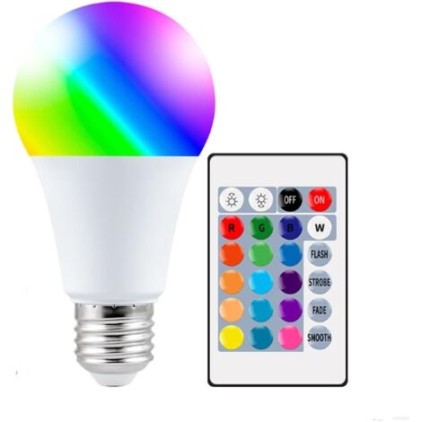 Ampoule LED RGBW E27  15 W à changement de couleur avec télécommande infrarouge pour éclairage domestique, scène, fête, ambiance lumineuse décorative