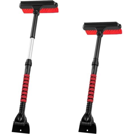 Pelle à neige pour voiture, grattoir à neige multifonction pour dégivrage et déneigement, pelle à neige amovible pour le déneigement, grattoir à glace (Rouge) (1/5)