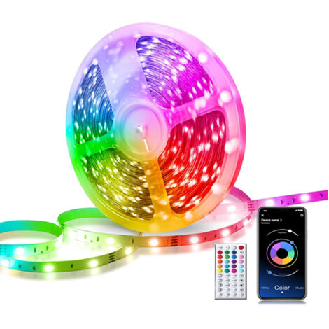 Bande lumineuse LED 5050 RGB, 10M, flexible, multicolore, avec télécommande à 44 touches, pour la décoration de la chambre à coucher et de la maison (1/5)