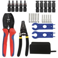 Kit d'outils de Pince a Sertir Solaires Pour Panneau Solaire 2,5/4,0/6,0 mm²,1 pince à sertir, 1 pince à dénuder, 5 paires de connecteurs de panneau solaire mâle/femelle, 35PCS