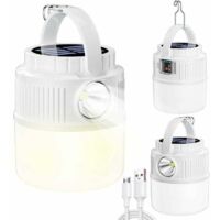 Lampe de camping solaire à 1 LED, rechargeable par USB, quatre modes, conception étanche portable, nouvelle lampe extérieure multifonctionnelle à double LED pour la randonnée et le camping d'urgence