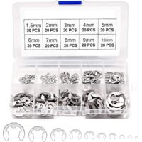 E Clip Anneau 304 Inox Circlips Exterieur Assortiment De Circlips 1.5/2/3/4/5/6/7/8/9/10mm Divers Usages 200Pcs