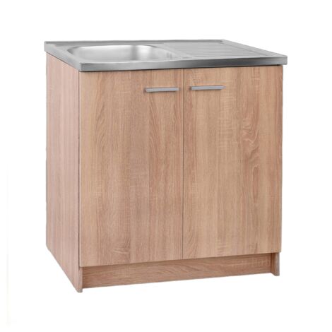 Meuble de cuisine 80 cm - Chêne Sonoma - Avec évier et siphon - Design élégant et pratique