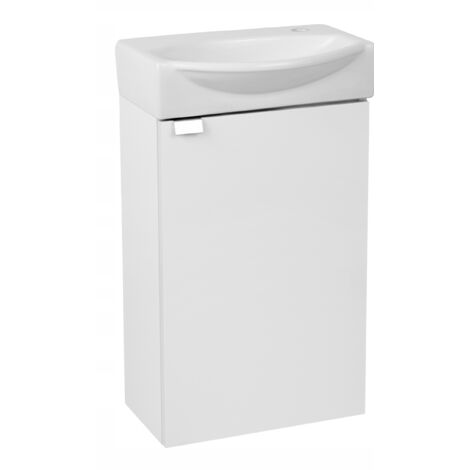 Meuble de Salle de Bain Suspendu - 40 x 23 cm - Blanc Brillant - Compact et Pratique