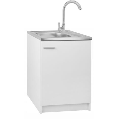 Meuble de cuisine sous évier - 60 x 60 cm - Blanc - Design élégant et fonctionnel (1/5)