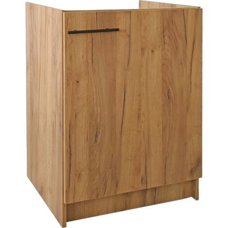 Meuble de cuisine sous évier - 60 x 50 x 83 cm - Chêne doré - Design moderne et pratique
